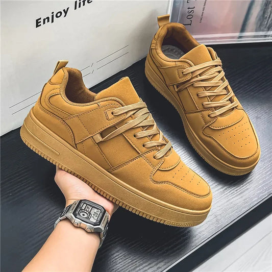 Men’s Casual Sports Shoes Comfortable in All Seasons Breathable Versatile Sneakers Khaki Air Force Flat Shoes for Men