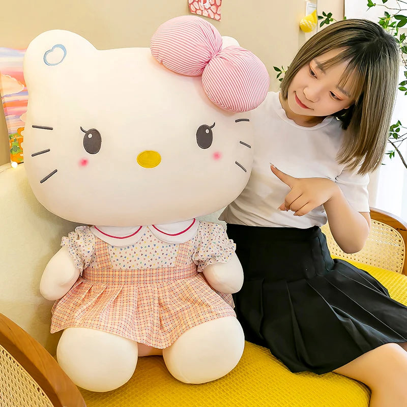 20-70cm Big Size Sanrio Hello Kitty Plush Toys Anime Peripherals Movie KT Cat Kawaii