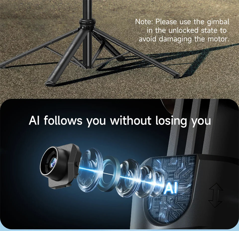 C17 Monopod 360° Auto-Rotation AI Tracking Shooting Tripod Bluetooth Shutter Fill Light For Phone Holder Wireless Selfie Stick