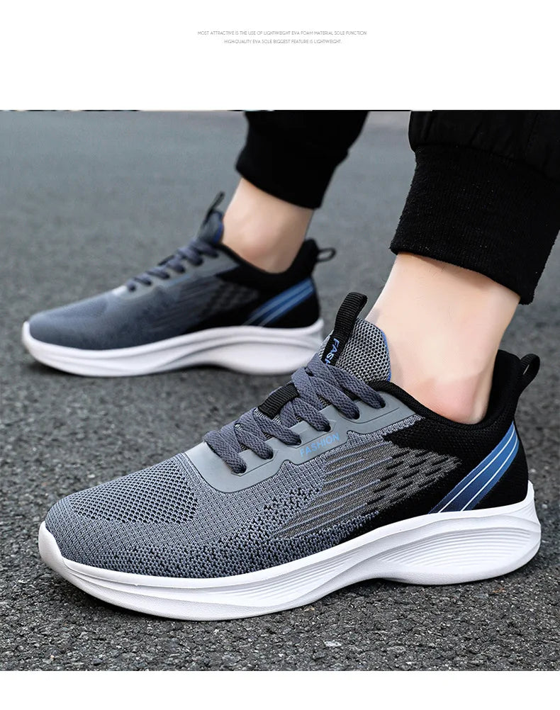 Sports single shoes flying woven Men's Shoes lace-up Soft sole Casual style men's Running shoes sneaker