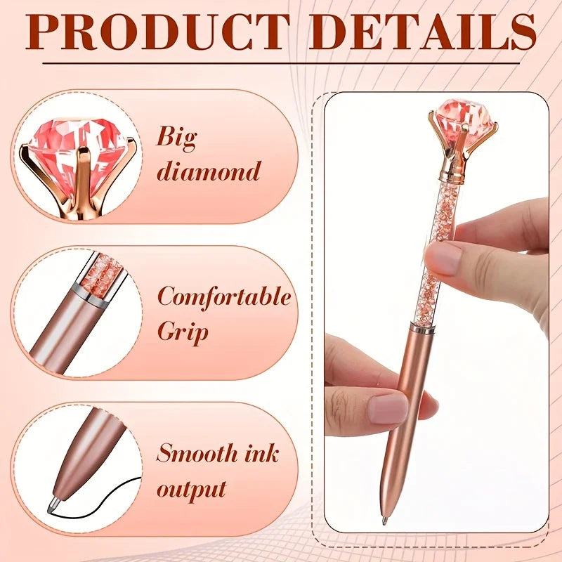 4pcs Large Crystal Diamond Gel Pens Christmas Gift Shiny Ballpoint Pen Black Ink Pens Suitable For School Office Accessories