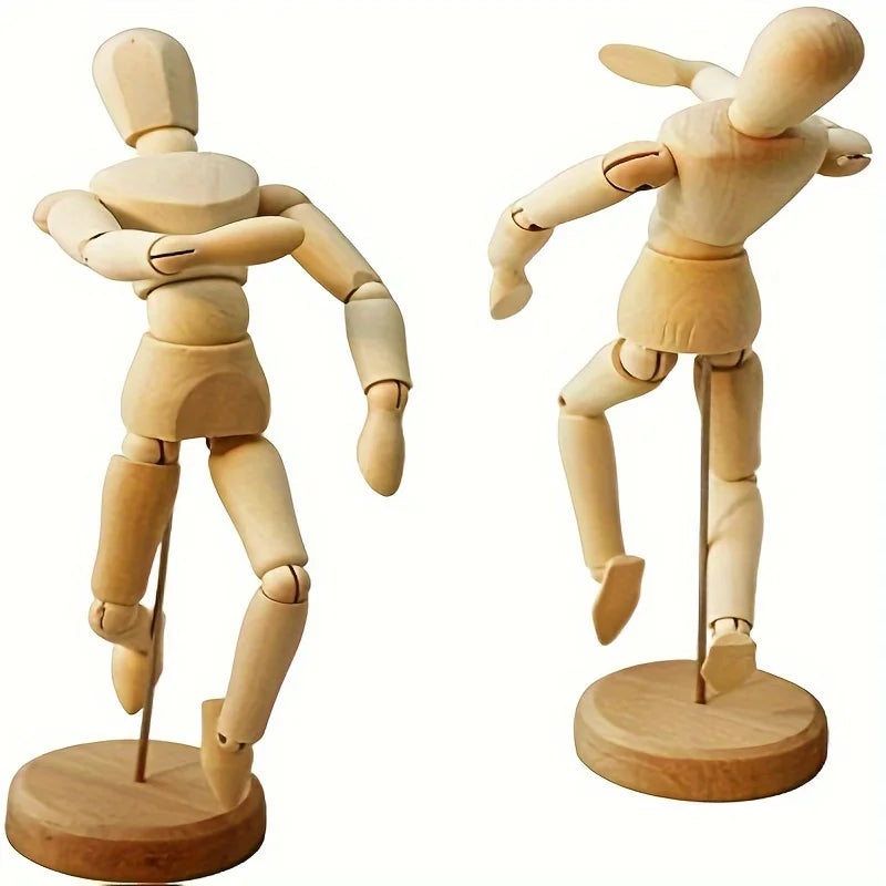 Wooden Man Model Figure Miniatures for Drawing Human Model for Art Adjustable Body Wooden Doll Model Sketching Wooden Desk Decor