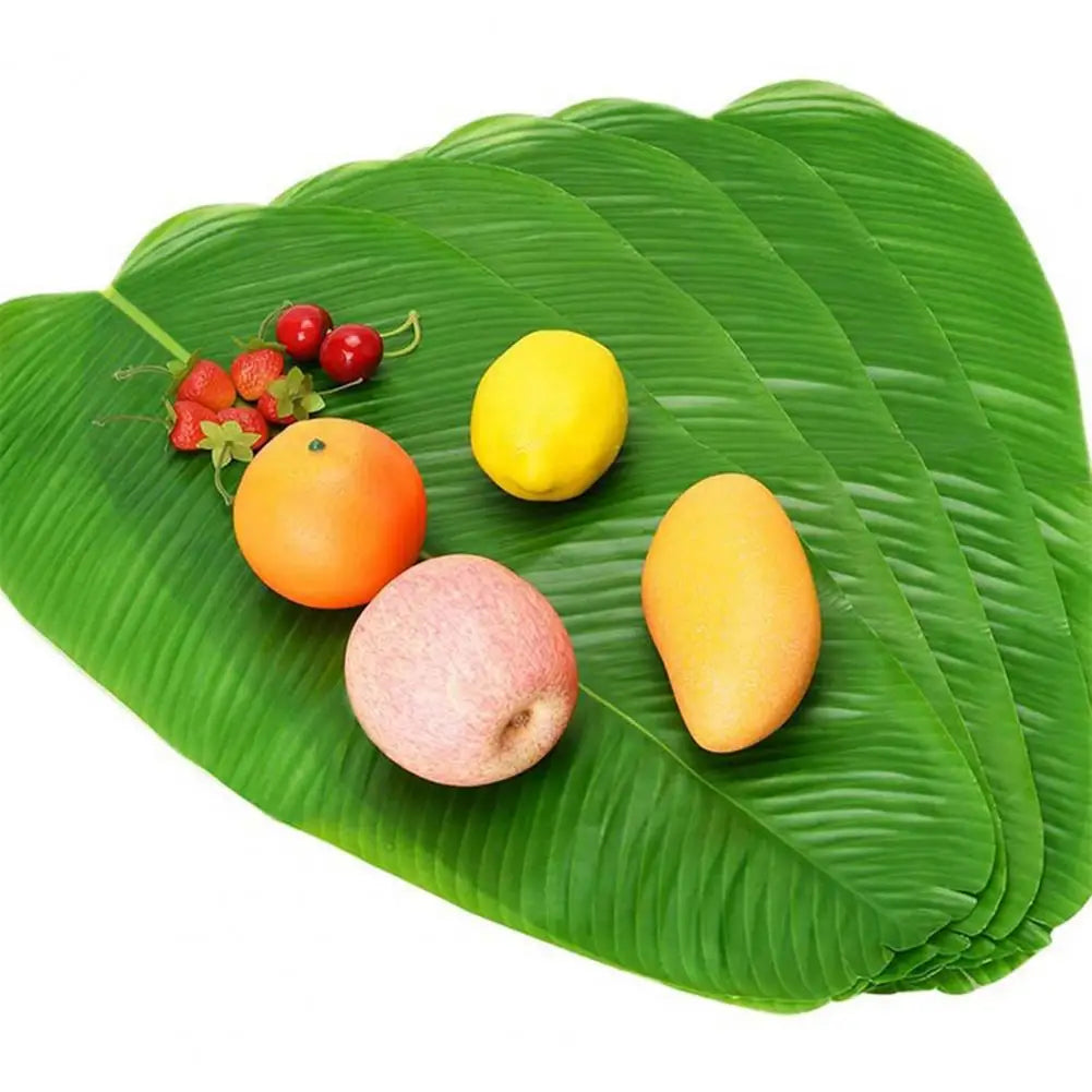 Artificial Banana Leaf Placemats Table Decoration Heat Resistant Drink Cup Coasters Faux Pad Dining Table Mats