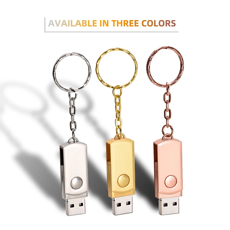 Metal USB Flash Drive 128GB High Speed Memory Stick 64GB Rotatable Pen Drive 32GB Mini Gold USB Stick 16GB