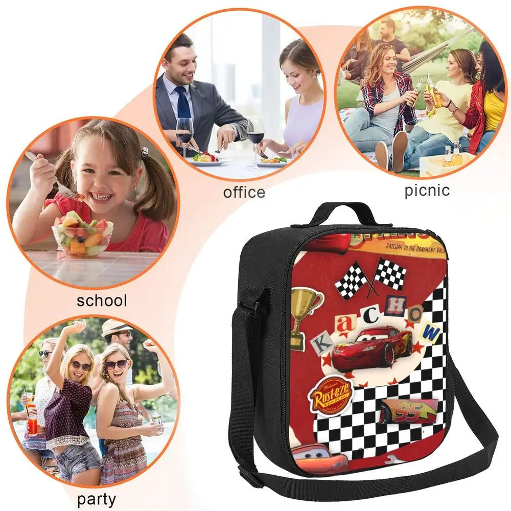 Lightning McQueen Racer Thermal Insulated Lunch Bag Women Lunch Tote for Kids School Children Storage Bento Food Box