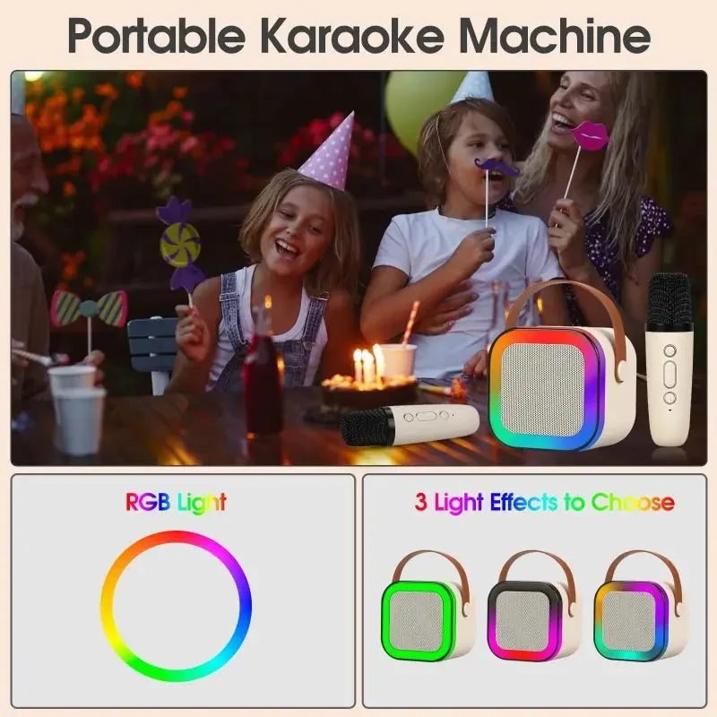 Wireless Microphone Karaoke Bluetooth Speaker Portable RGB Colorful Lights