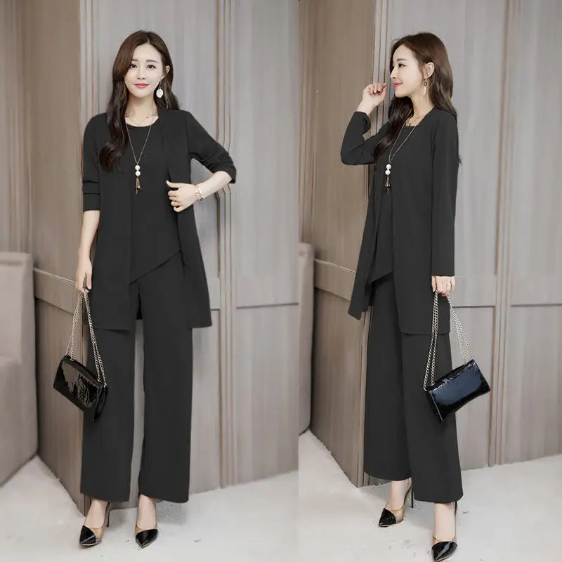 Women's Fashionable Stylish Wide Lady Slimming Fashion plus Size Women Three-Piece Suit