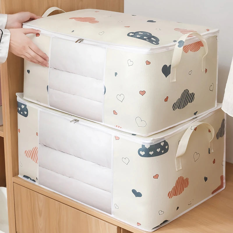 Wardrobe Organizer Large Capacity Quilt Storage Bag Clothing Box Bedding Container Polyester Fabric Dustproof Storage Bags