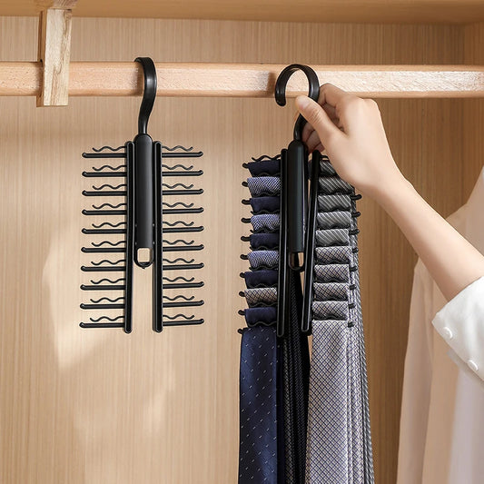 20 Row Men's Tie Storage Rack Adjustable Tie Hanger Rack Multifunctional Scarf Hanger Closet Holder Household Organizer Rack