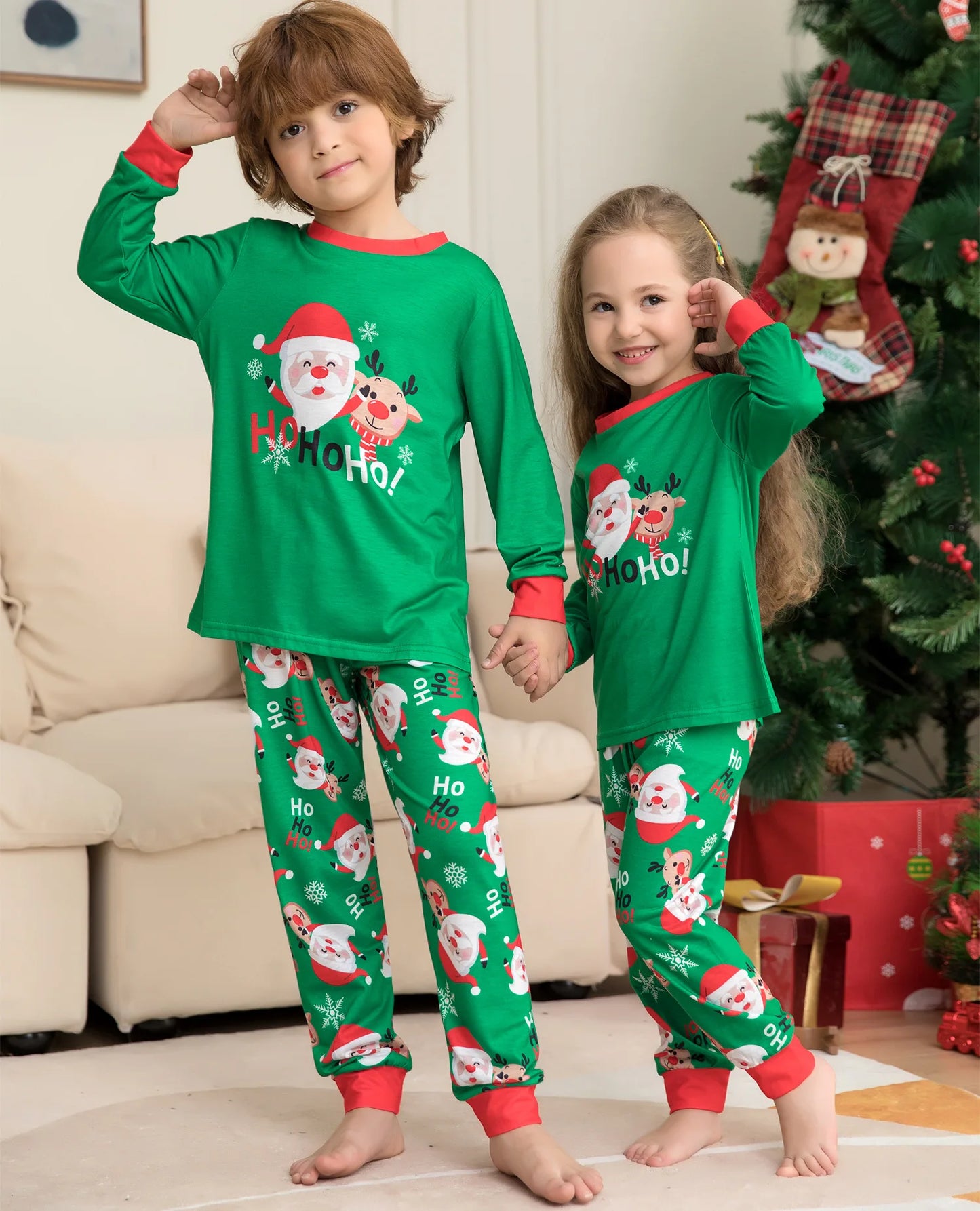 Pajama for Christmas family Matching clothing Old man print fashion pajamas pajama pants Parent-child outfit Mom, Dad, child, dog, family 2 sets