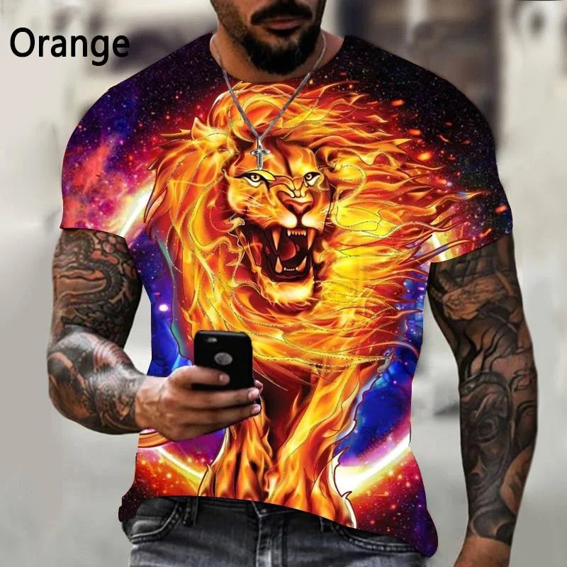 3D Printed T-shirt Lion Couple T-shirt Unisex Summer Casual Short Sleeve Fashion Animal Cool Lion Shirt Top