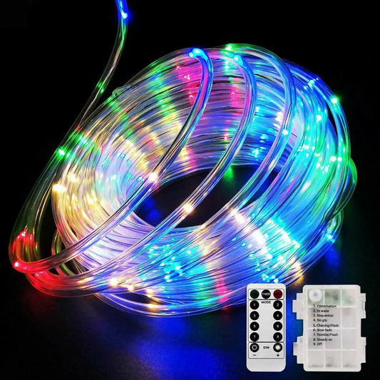 Garland LED Tube Rope Fairy Lights Waterproof Garland Battery Operated 150 LEDs For Indoor Outdoor Christmas Decoration