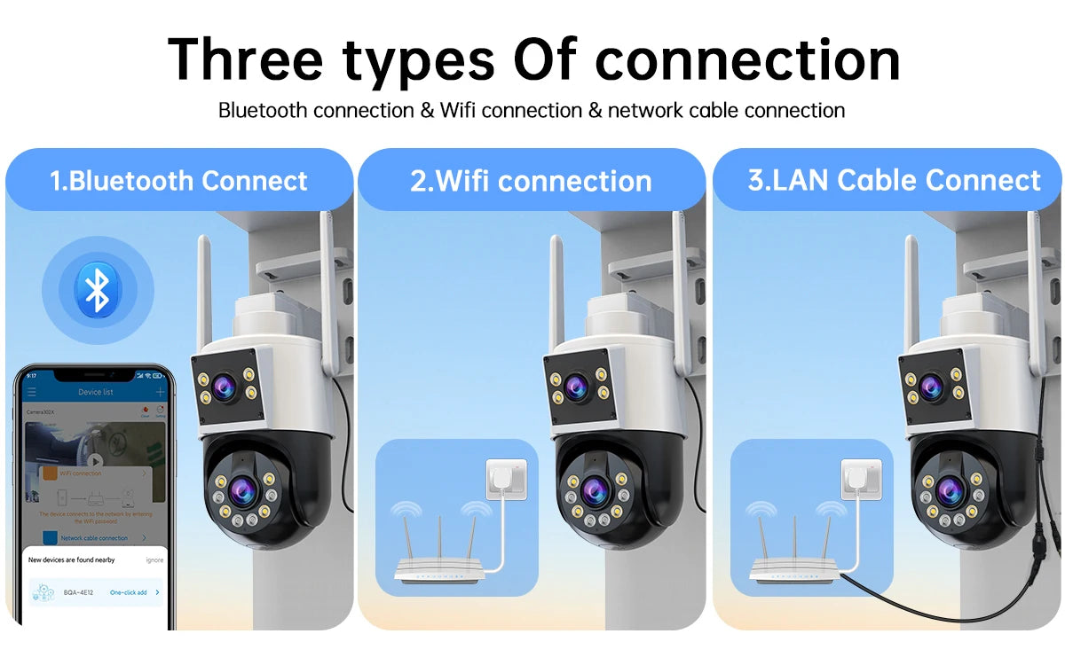 10MP 6MP PTZ WIFI Camera Outdoor Dual Lens Dual Screen IP Camera AI Tracking Security Protection CCTV Surveillance Camera