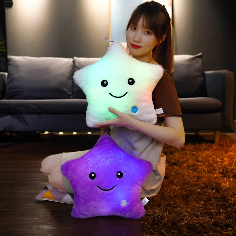 Cute Led Light Plush Toy Star Pillow Luminous Star Throw Pillow With Colorful Light KidsToy Birthday Christmas Gift