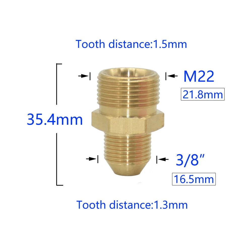 Brass M22 M14 M18 To 3/8" 1/2" 3/4" Thread Connector Transition Coupler Cleaning Copper Machine Repair Fitting