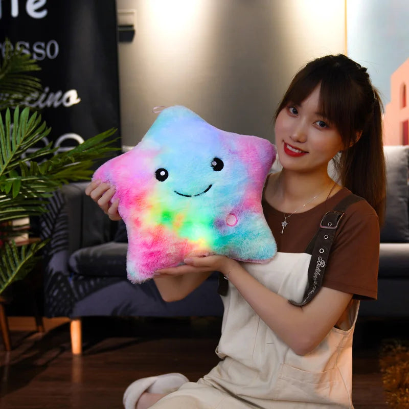 Cute Led Light Plush Toy Star Pillow Luminous Star Throw Pillow With Colorful Light KidsToy Birthday Christmas Gift