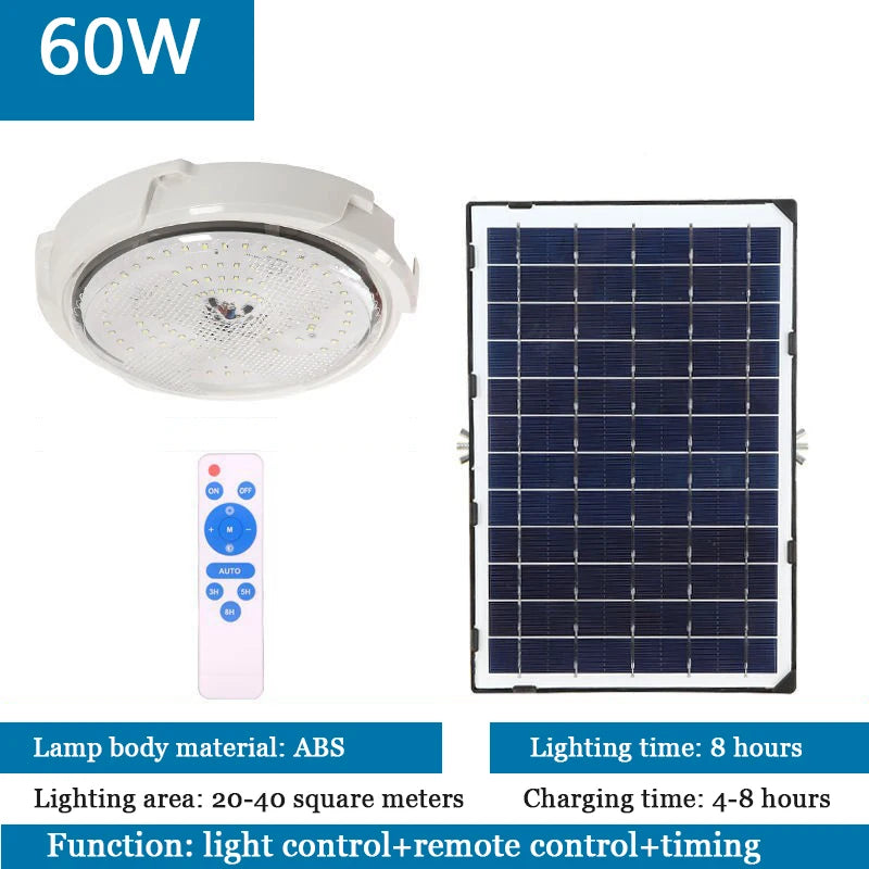 Indoor and Outdoor Remote Control High-power Solar Photovoltaic LED Ceiling Light Corridor Courtyard Super Bright Lighting