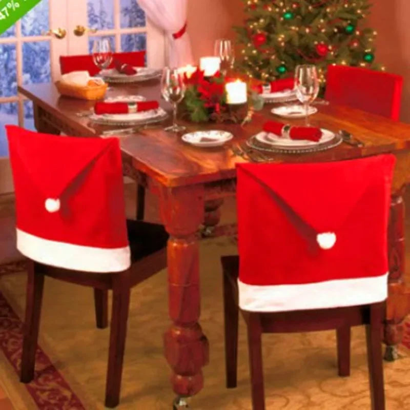 1-30PCS Santa Hat Chair Cover Christmas Table Decoration Santa Hat Christmas Gift Party Ornaments Home Decoration