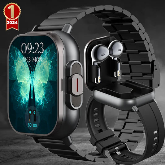 2-in-1 With Headset Smart Watch Bluetooth Call Men Watch GPS Track SmartWatch Heart Rate Monitor Play Music Watch