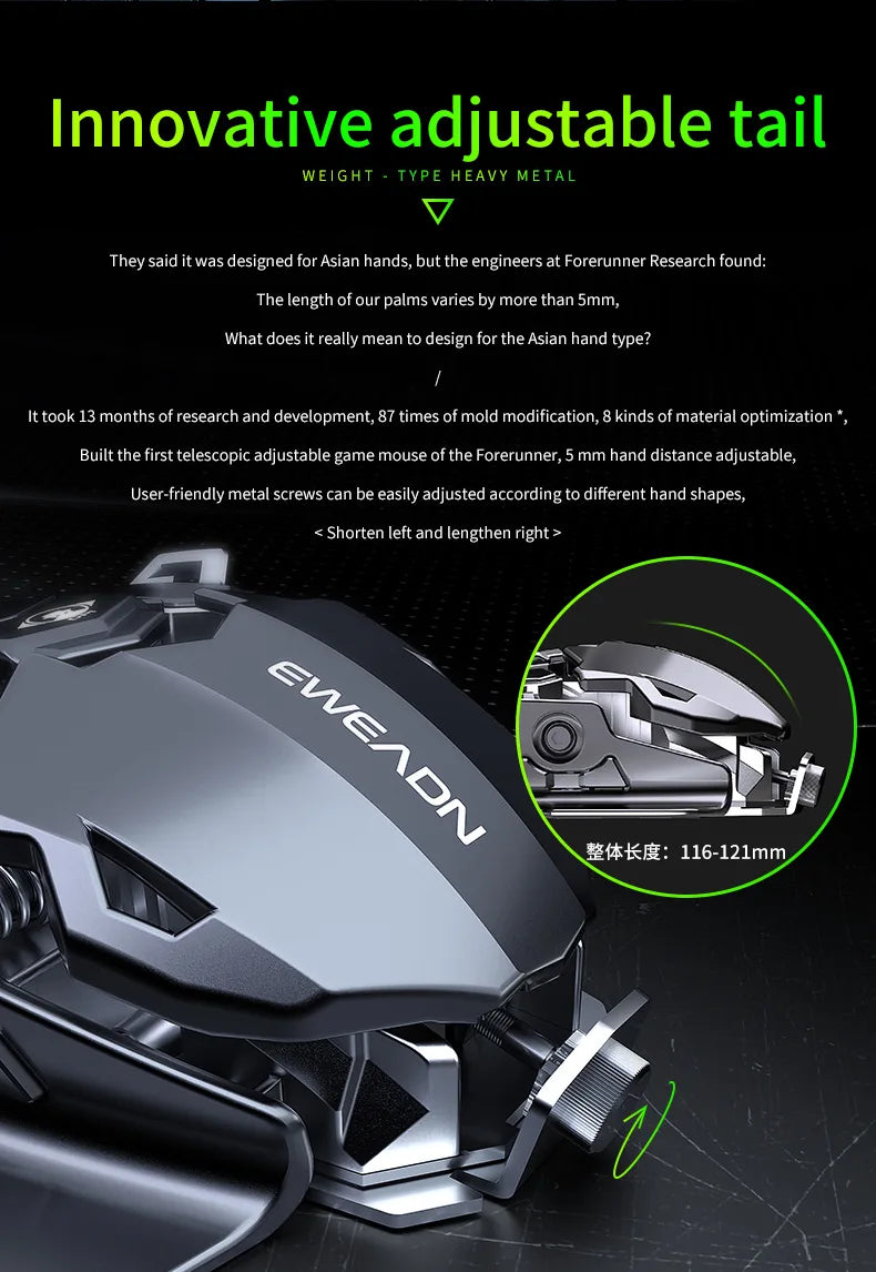 MK500 Esports Gaming Mouse Wired Mechanical Macro Desktop Computer Metal Weighted USB Mute Computer Accessories for Gamers Gift