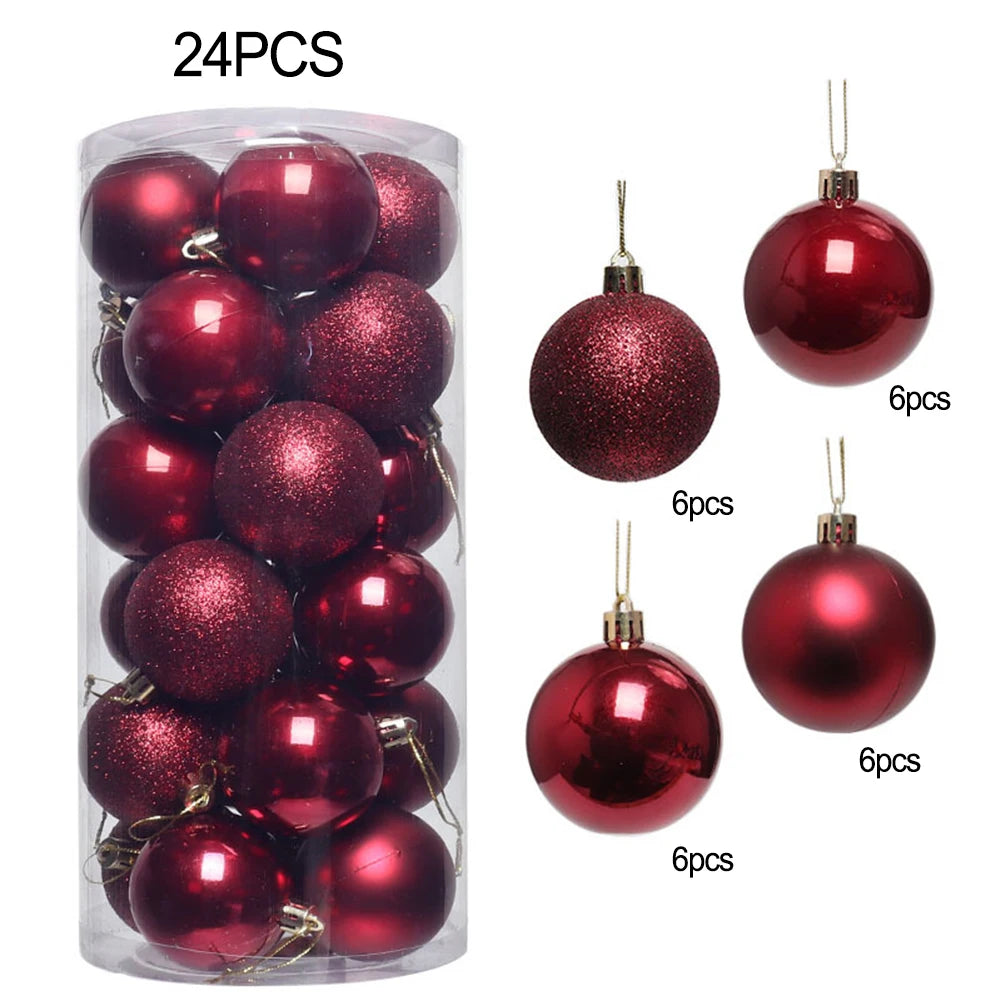 Xmas Party Decor 24Pcs Christmas Ball Bridal Shower Party For Christmas Tree Decoration Hanging Decor Pink Red Silver Blue