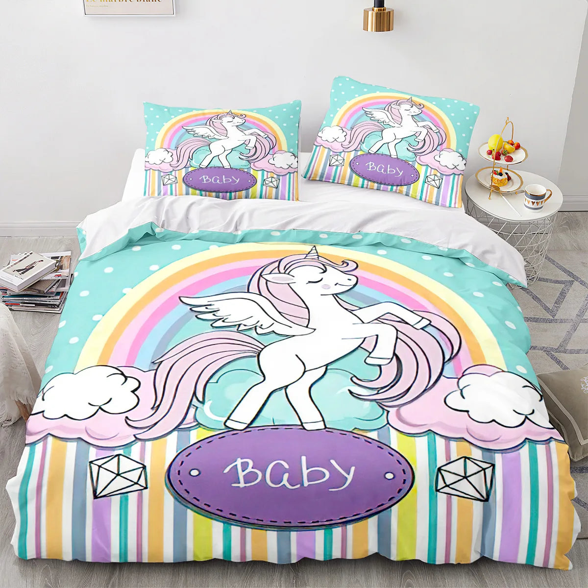 Unicorn Duvet Cover Set Single Double Twin Size Home Decor For Girls Kids Adults Cute Unicorn Bed Linen Kawaii Bedding Set