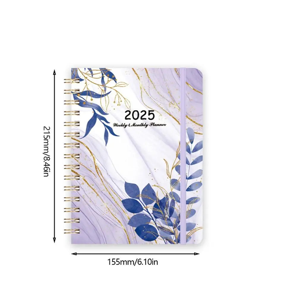 365-Day 2025 English Agenda Book Monthly Weekly Plan Flowers Diary Notebook Planner Organizer Practical A5 Schedule Planner