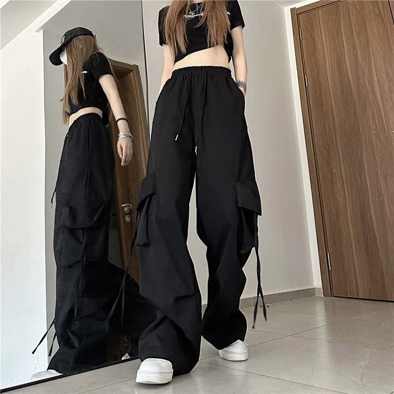 Cargo Pant Women Hip Hop Loose Casual Trousers American High Waist Big Pockets