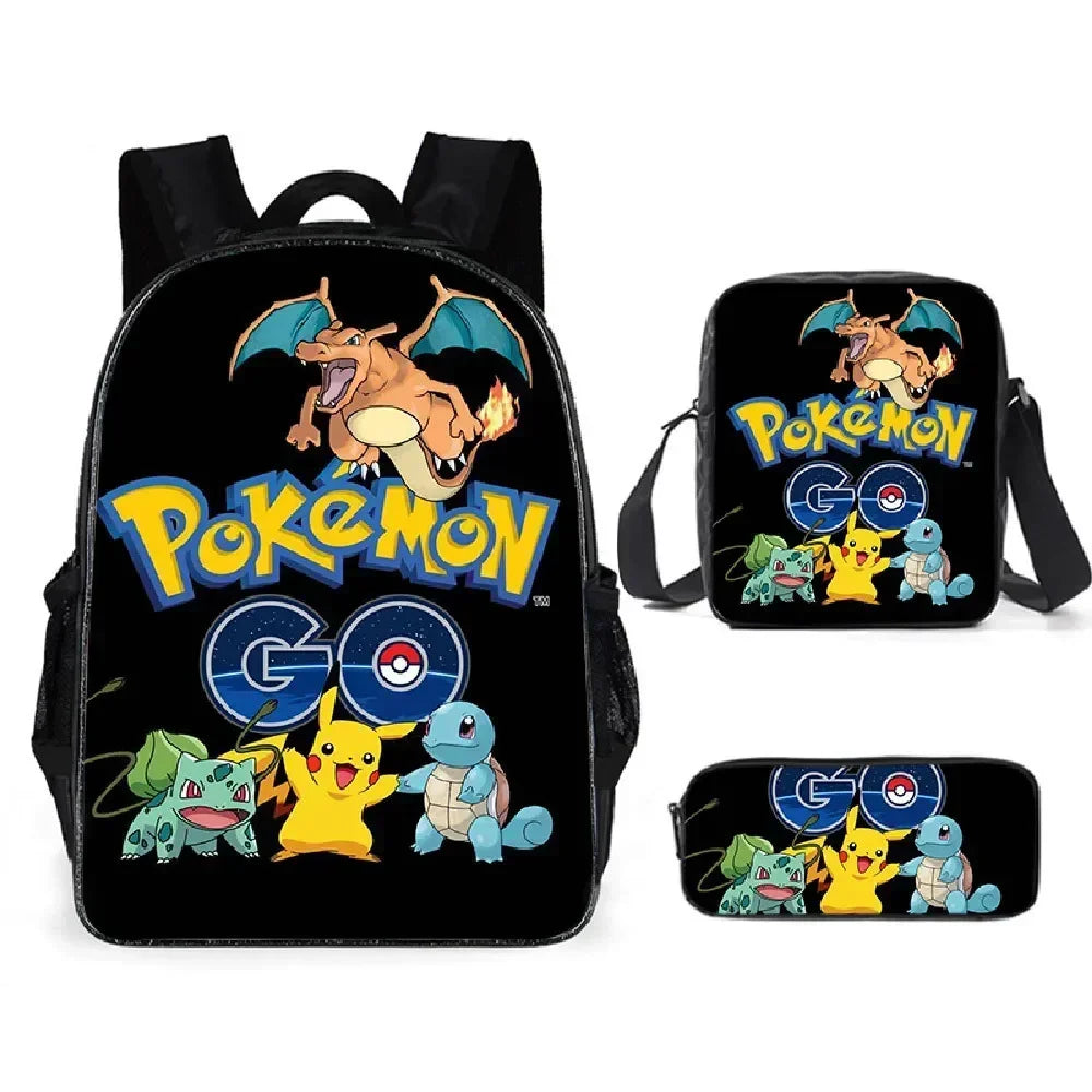 Pokémon School Bag Pikachu Backpack Polyester Burden-reducing Student Boys Girls Anime kawaii Cartoon School Bag