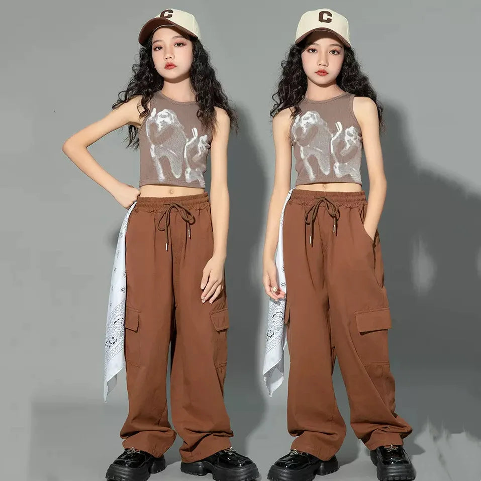 Hip Hop Joggers Pants Girls Cargo Pants Teenage Straight Trousers High Waist Vintage Casual Streetwear Baggy Pants