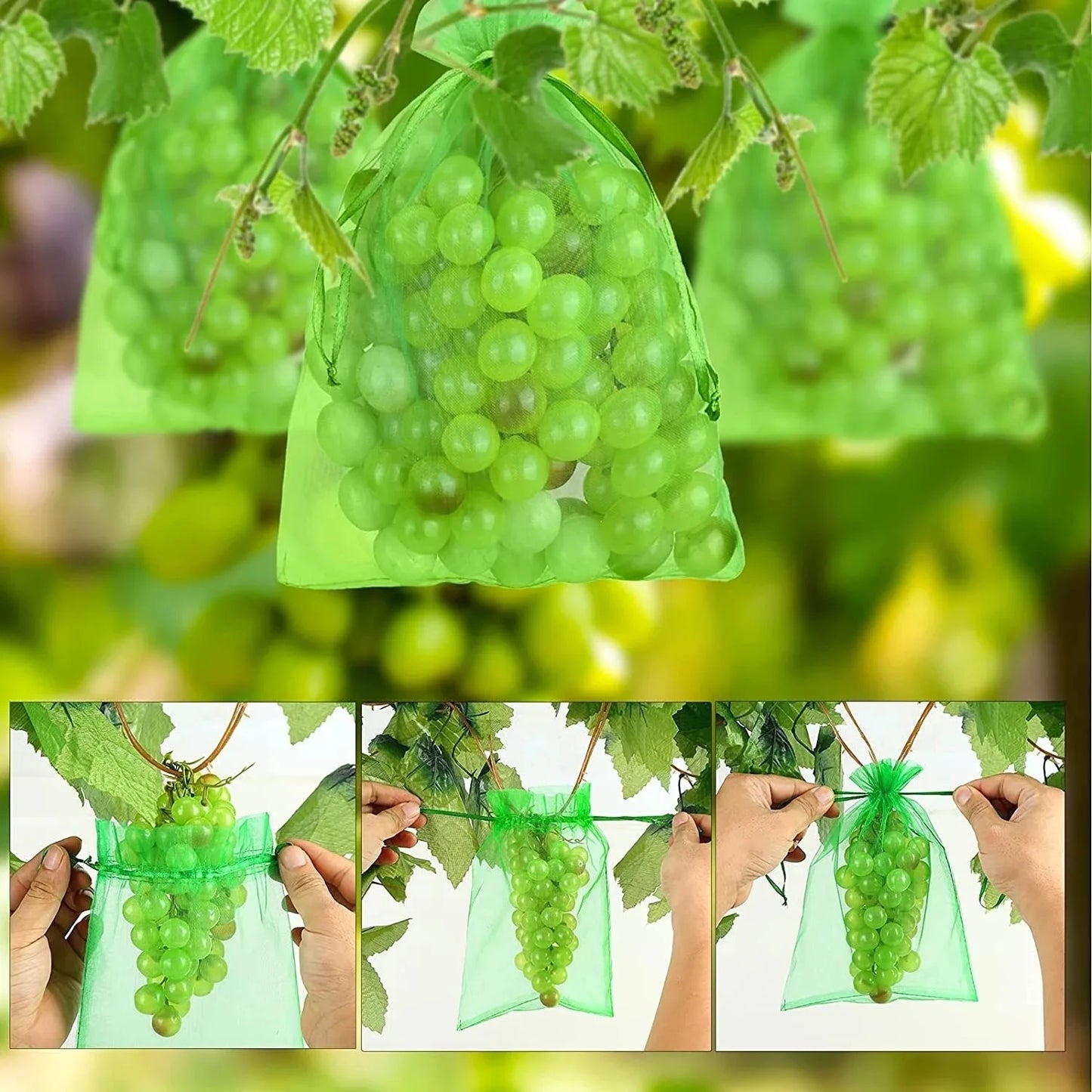 100/50/20Pcs Grape Protection Bags with Drawstring Fruit Protection Mesh Bag Protective Pouches for Strawberry Organza Gift Bags