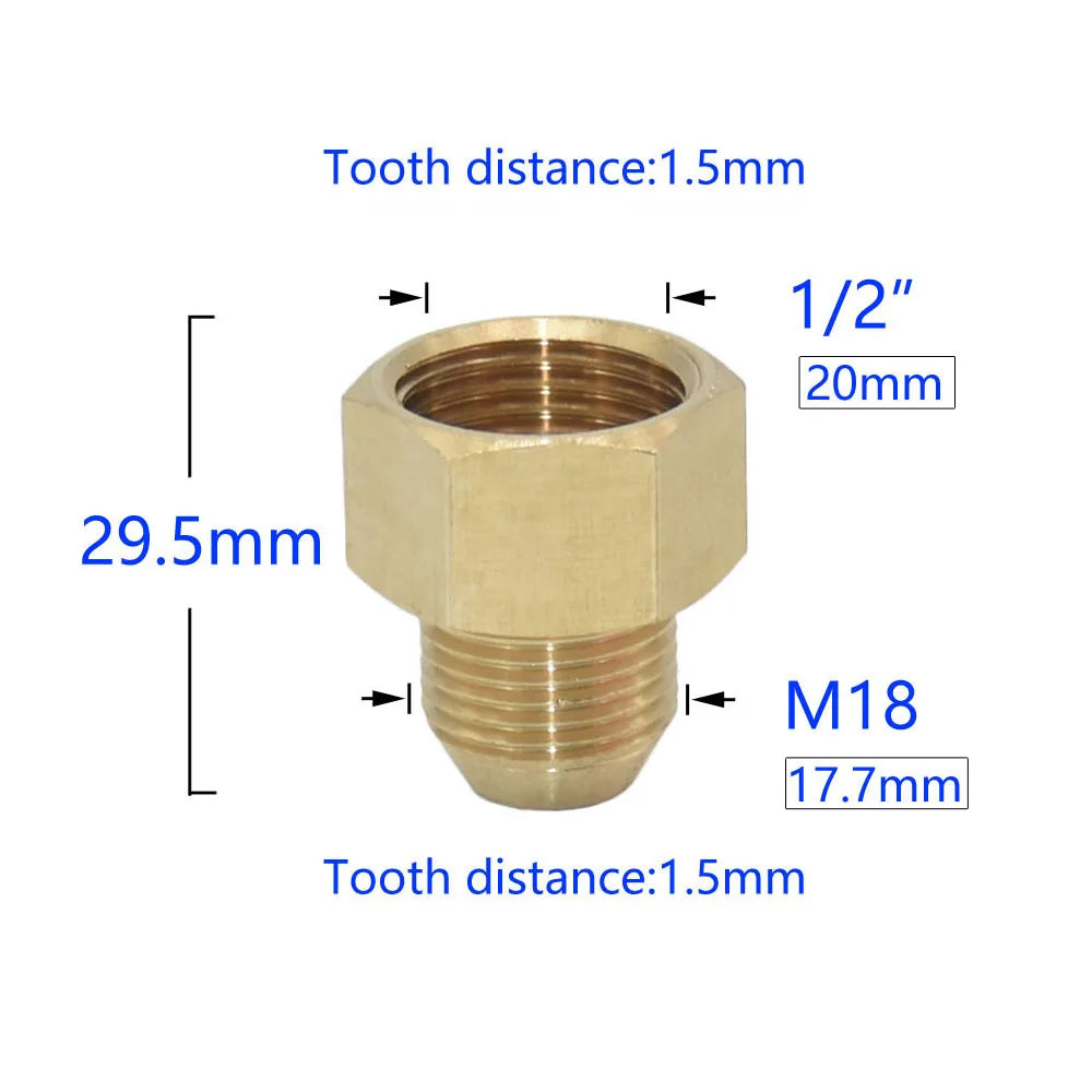 Brass M22 M14 M18 To 3/8" 1/2" 3/4" Thread Connector Transition Coupler Cleaning Copper Machine Repair Fitting