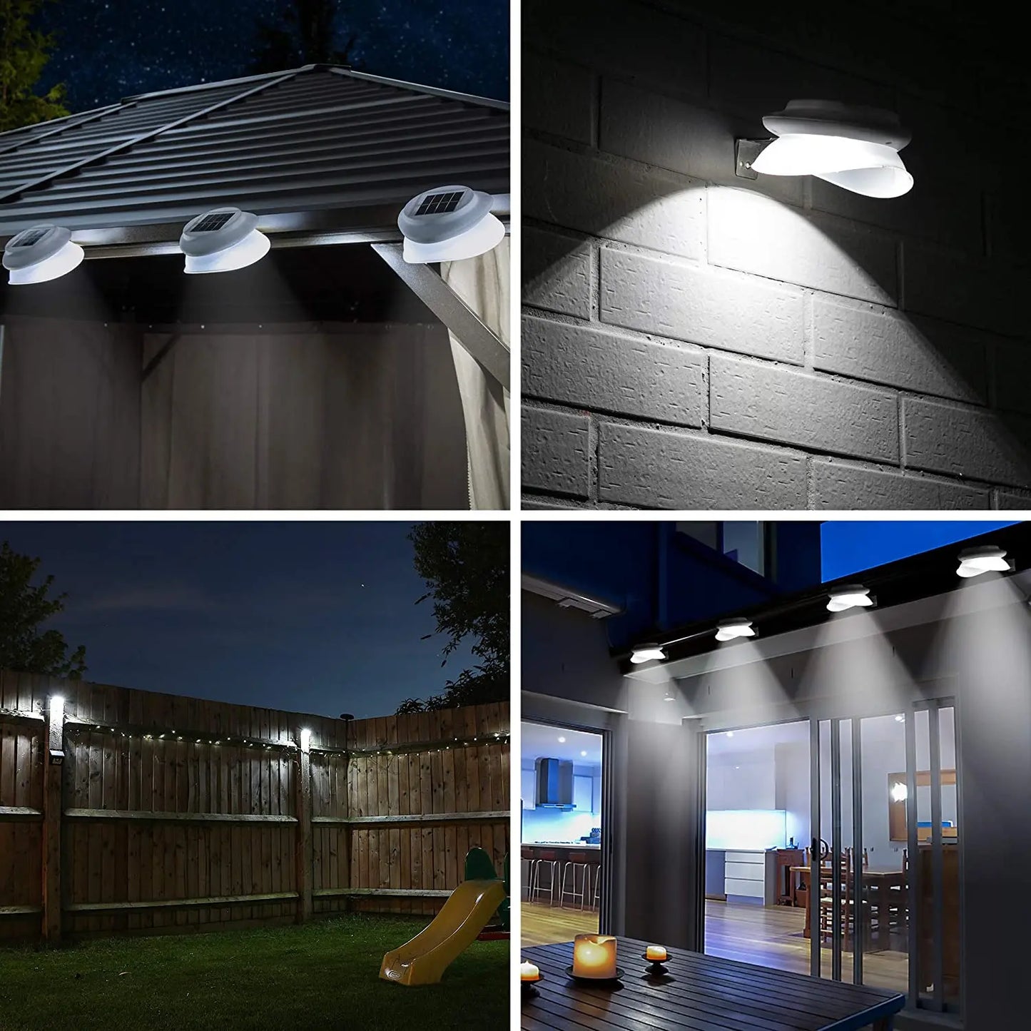 Solar Garden Gutter Lights Outdoor, LED Deck Fence Lights Waterproof for Wall, Deck, Fence, Stair, Step and Yard Decor