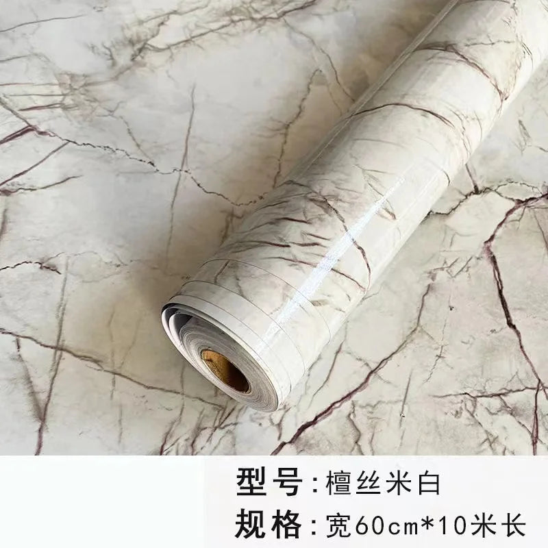 Self-Adhesive Wallpaper Kitchen Oil-Proof Film Stove Waterproof Moisture-Proof Countertop Cabinet Renovation Tile Marble Sticker