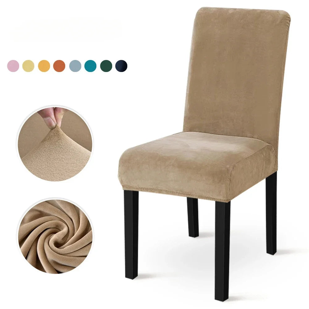 Luxury Velvet Chair Cover for Dining Room Wedding Hotel Banquet Adjustable Seat Cover Elastic Home Chair Cover Case