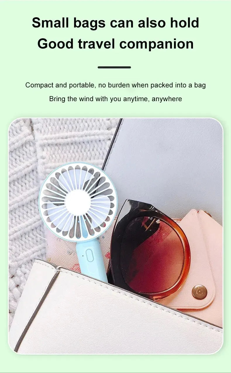 Portable Fan Office Desktop Multifunctional Folding Headed Small Electric Fan USB Mini Portable High Wind Pocket Fan