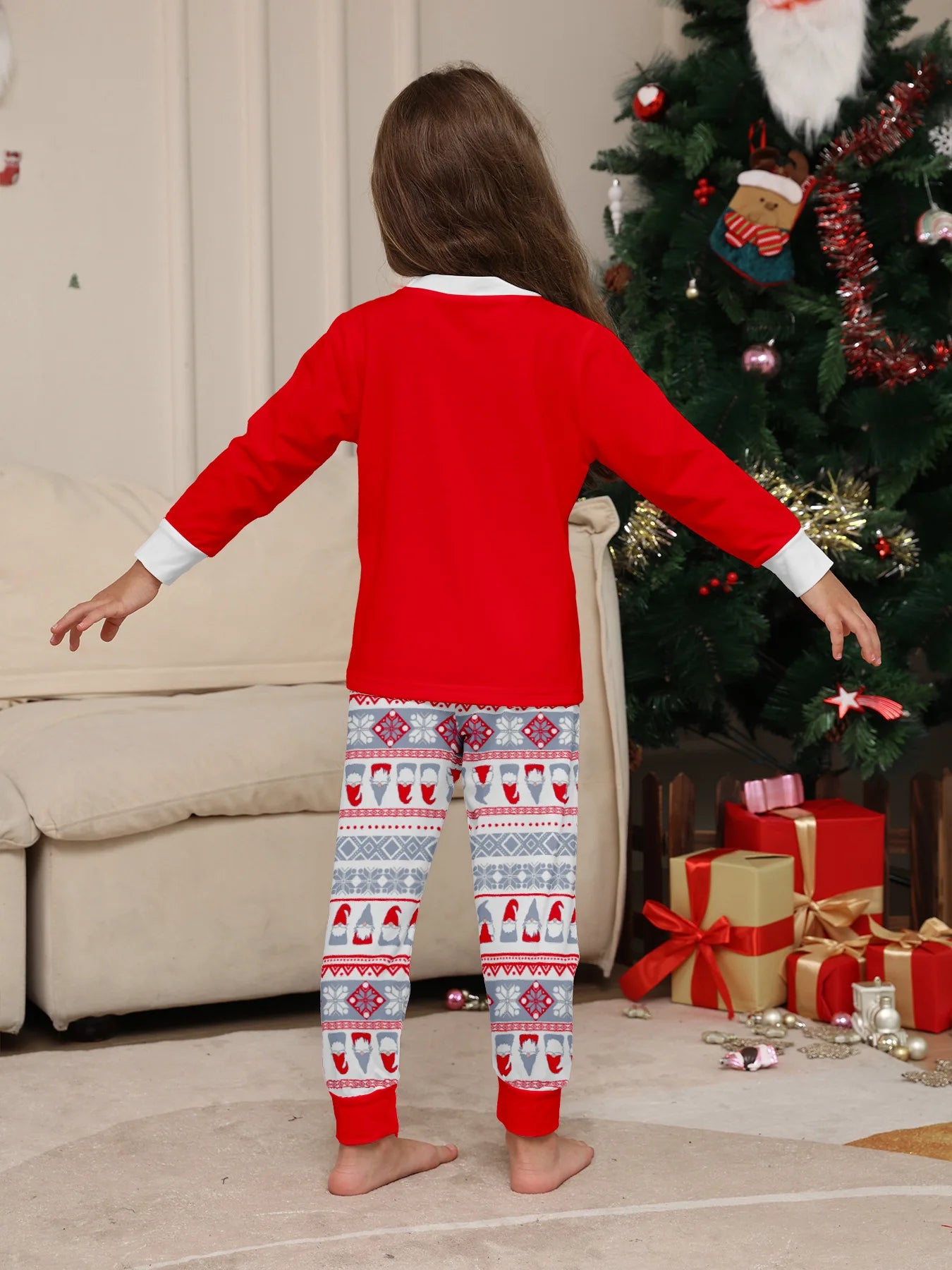 2024 Christmas parent-child clothing red family with a family Christmas clothing home clothing pajamas 2 sets