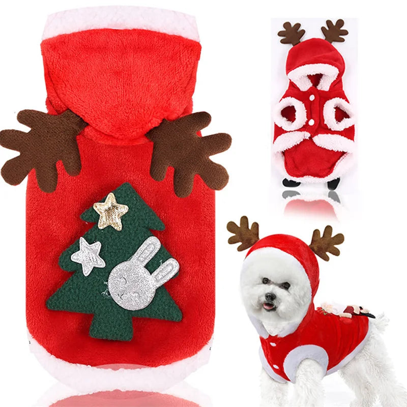 Dog Christmas Costume Dogs Elk Santa Claus Dog Cats Coat Hoodies Christmas Dogs Costume