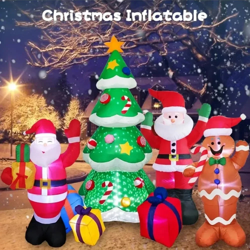 Christmas Inflatables Glowing Snowman Penguins Santa Claus with Built-in LED Decoration for Xmas