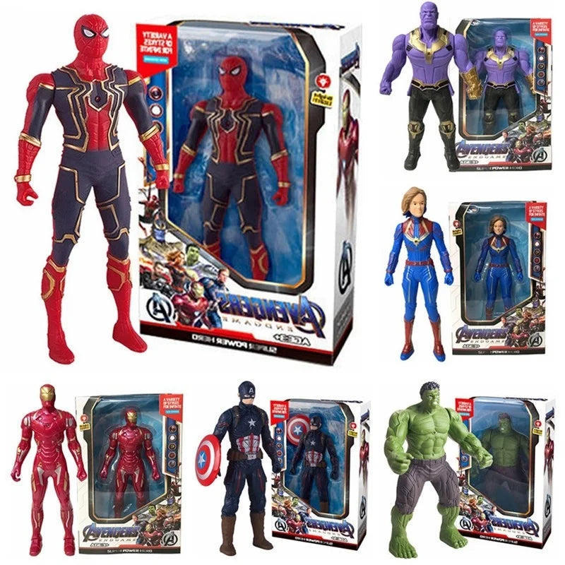 17Cm Disney Action Figures Spiderman Hulk Ironman Pvc Avengers Luminous Doll Collection Toys Christmas Gift