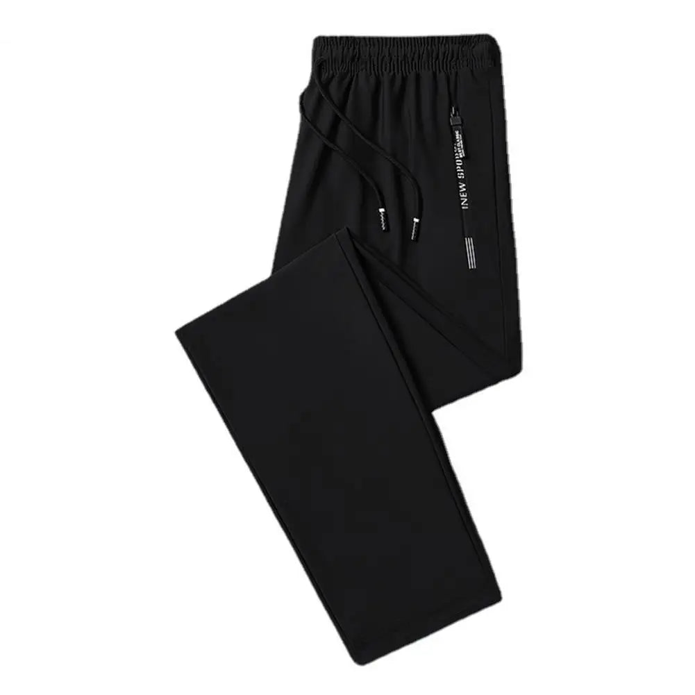 Men's Summer Ice Silk Pants Mesh Quick drying Ankle-banded Breathable Casual Thin Pants Loose Elastic Pants Sports Trousers