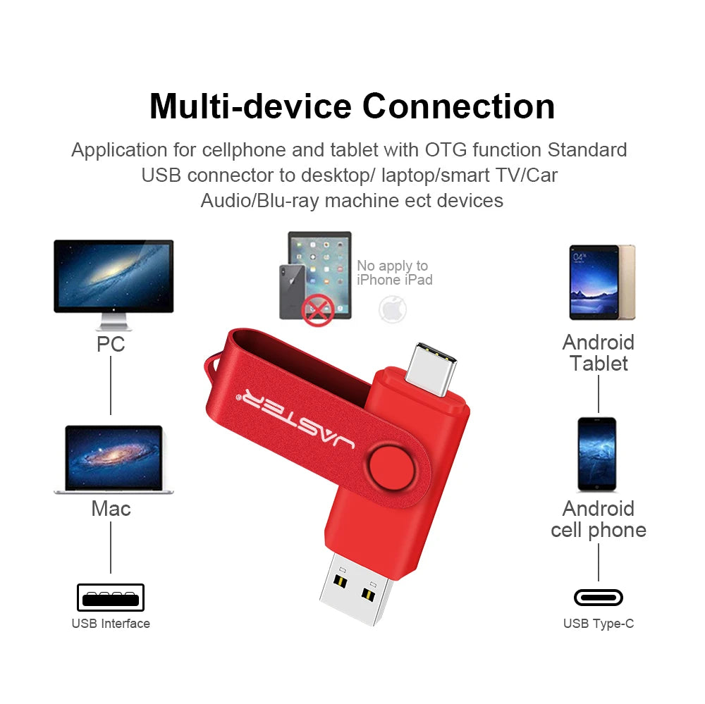 Free Custom Name OTG 2-in-1 USB Micro Type-c Flash Drive 4GB 8GB 16GB Real Capacity Pendrive for Android Smartphone Laptop