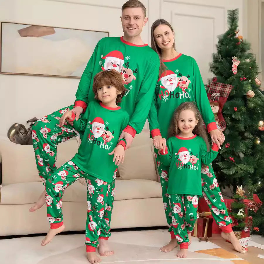 Pajama for Christmas family Matching clothing Old man print fashion pajamas pajama pants Parent-child outfit Mom, Dad, child, dog, family 2 sets