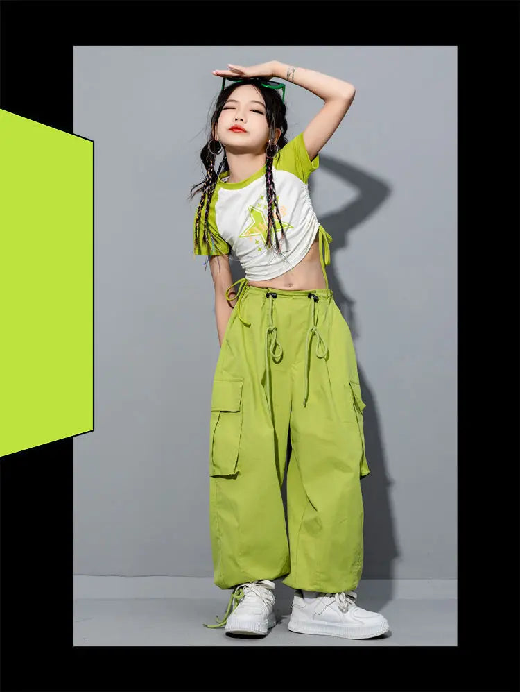 Girls Loose Casual Cargo Pants Fashion Korean Street Style Hip Hop Trousers Wide Leg Pants with Belt for School Vacation Daily