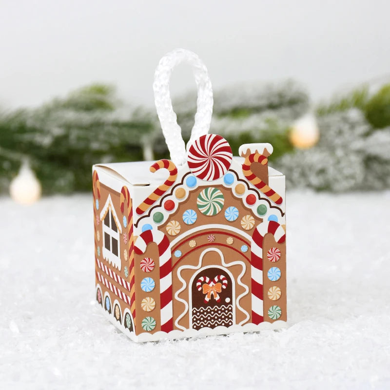 10Pcs Christmas Gift Box Xmas Tree Santa Claus Snowman Paper Candy Cookie Packing Box Bags Children Favors