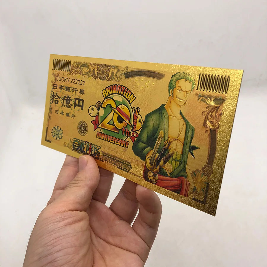 Anime One Piece Toy Golden Cards PVC Zoro Luffy Nika 10 Kinds New Commemorative Banknote Collections Toys Gifts For Party