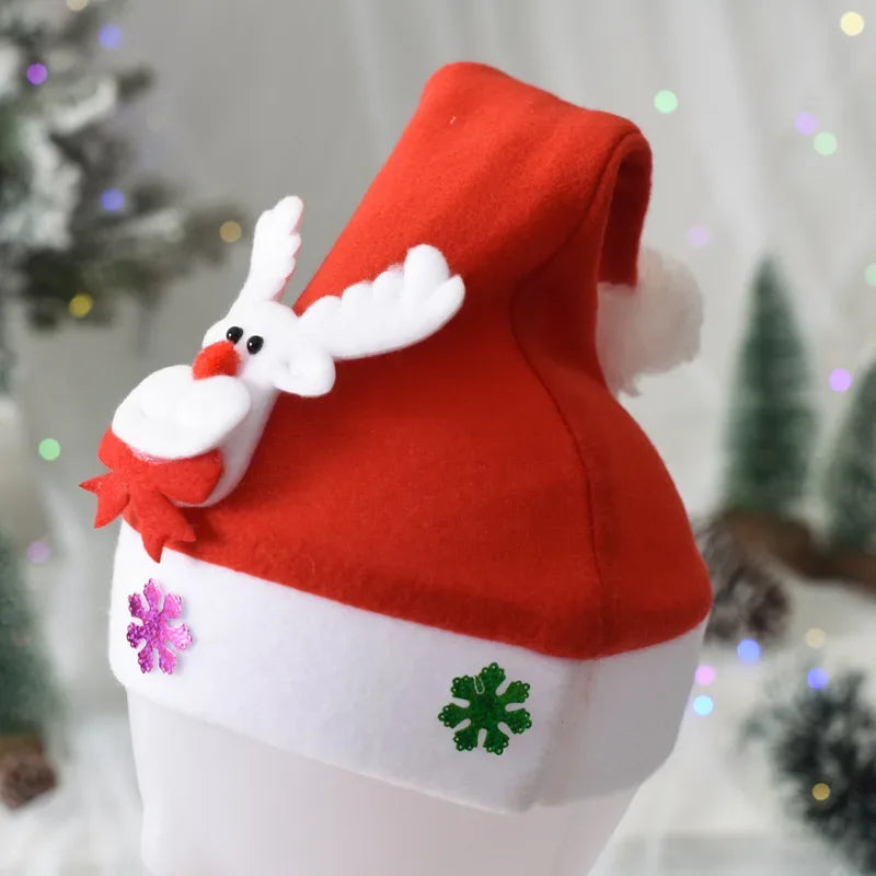 LED Christmas Hats New Year Santa Claus Snowman ElK Cap