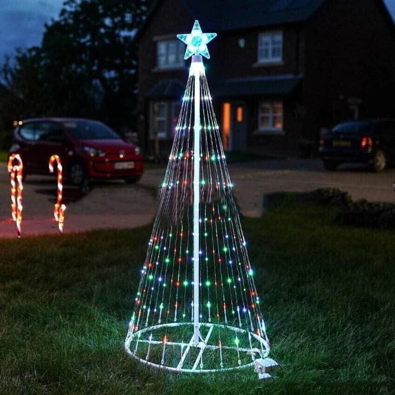 Animated Lightshow Cone Christmas Tree Led Yard Light Led String Lights Waterproof IP44 Home Xmas Outdoor Decoration US Plug