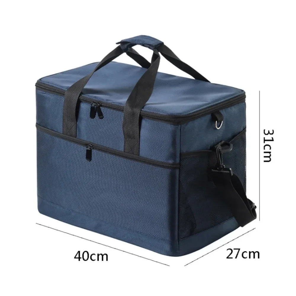 10/35/68L Soft Cooler Bag with Hard Liner Large Insulated Picnic Lunch Box Cooling Bag for Camping BBQ Family Outdoor Activity