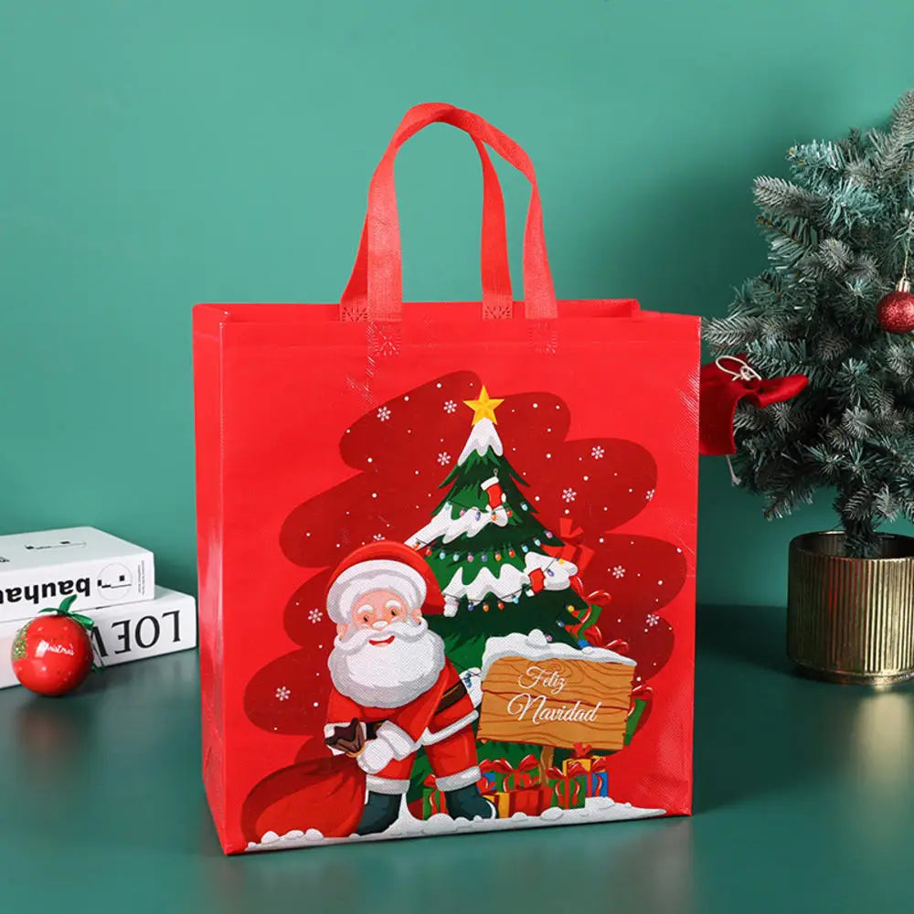 Non Woven Fabric Waterproof Gift Tote Bag Christmas Party Folding Bag Clothing Storage Bag Christmas Print Package Gift Bag